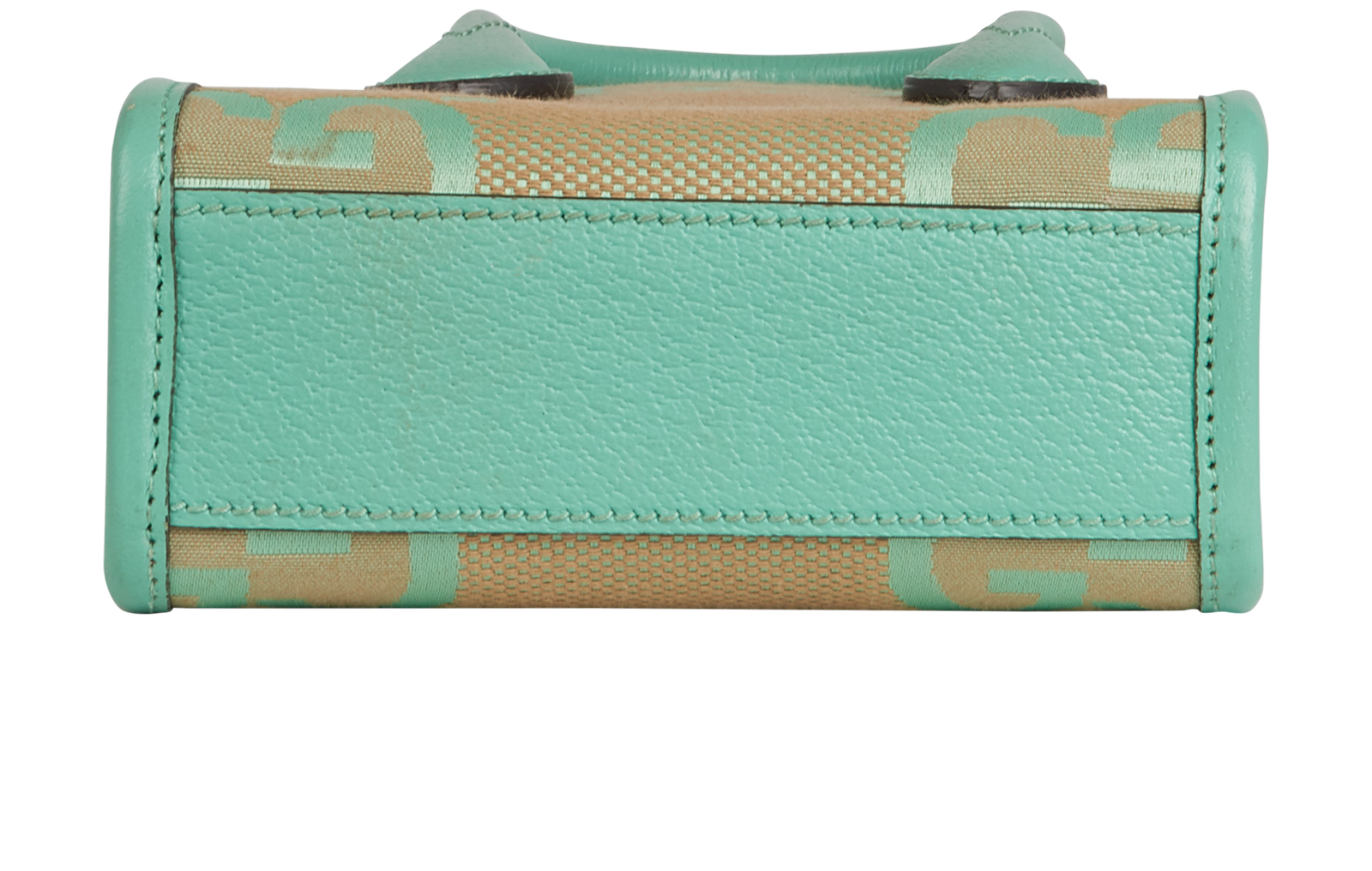 Mini Top Handle, &pound;510, Handbags, Cream/Green, Canvas/Leather, Top view